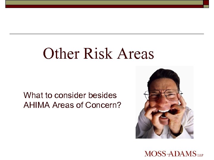 Other Risk Areas What to consider besides AHIMA Areas of Concern? 