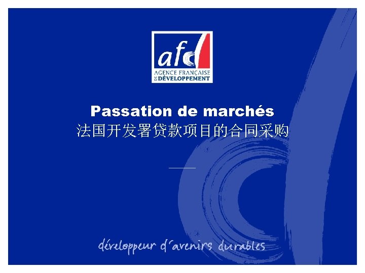Passation de marchés 法国开发署贷款项目的合同采购 