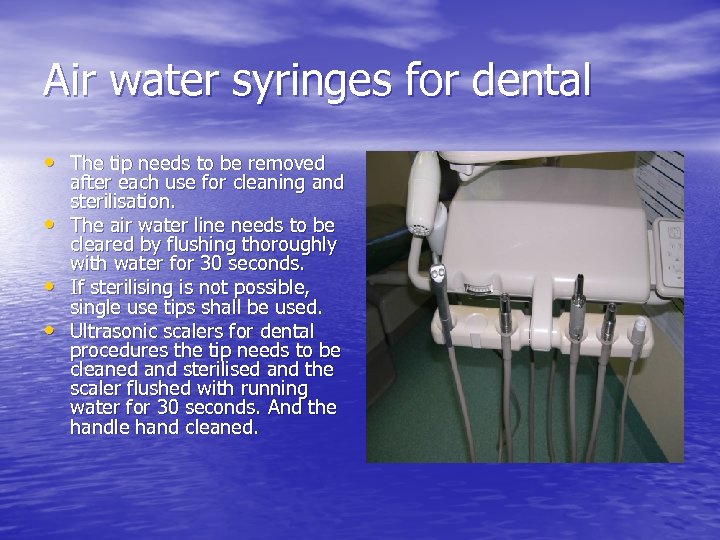 Air water syringes for dental • The tip needs to be removed • •