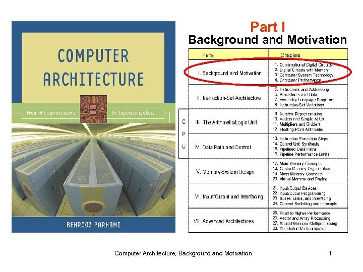 Part I Background and Motivation Computer Architecture, Background and Motivation 1 