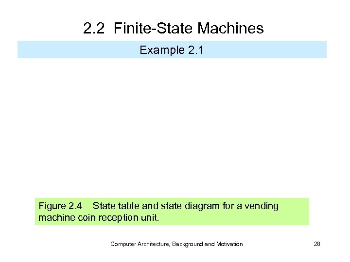 2. 2 Finite-State Machines Example 2. 1 Figure 2. 4 State table and state