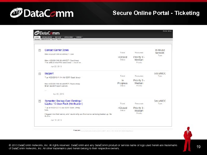 Secure Online Portal - Ticketing © 2013 Data. Comm Networks, Inc. All rights reserved.
