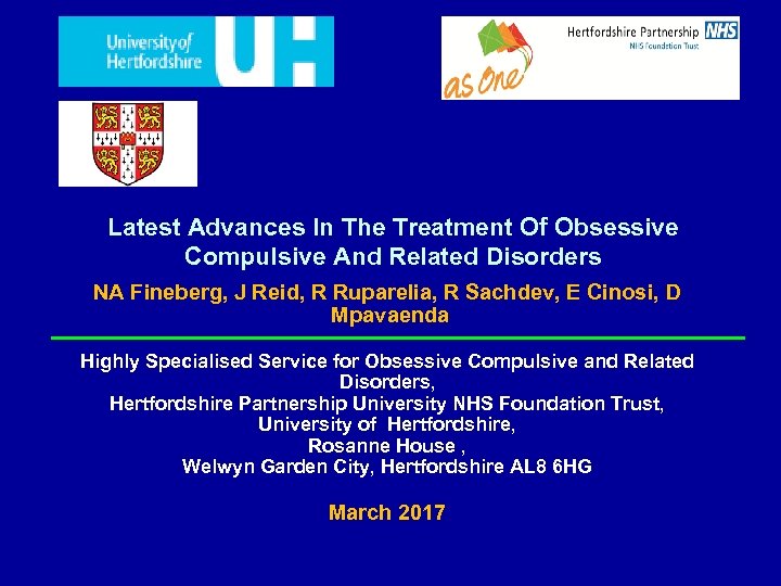 Latest Advances In The Treatment Of Obsessive Compulsive And Related Disorders NA Fineberg, J