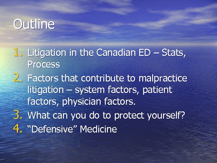 Outline 1. Litigation in the Canadian ED – Stats, 2. 3. 4. Process Factors