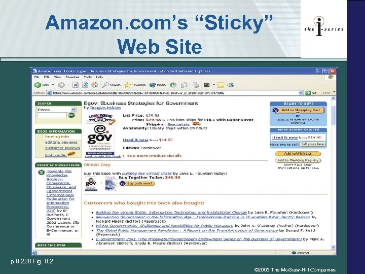 Amazon. com’s “Sticky” Web Site p. 8. 228 Fig. 8. 2 © 2003 The