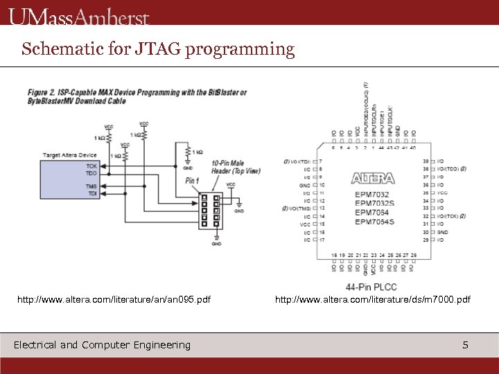 Schematic for JTAG programming http: //www. altera. com/literature/an/an 095. pdf Electrical and Computer Engineering