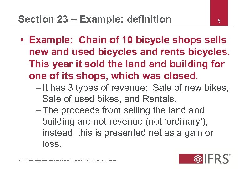 Section 23 – Example: definition 8 • Example: Chain of 10 bicycle shops sells