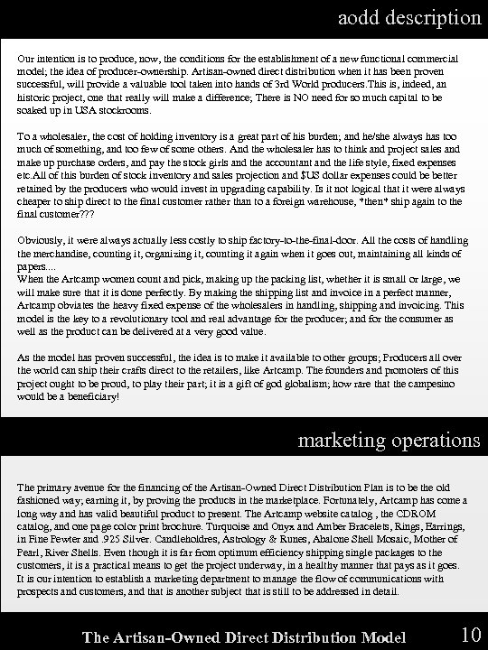 aodd description Our intention is to produce, now, the conditions for the establishment of