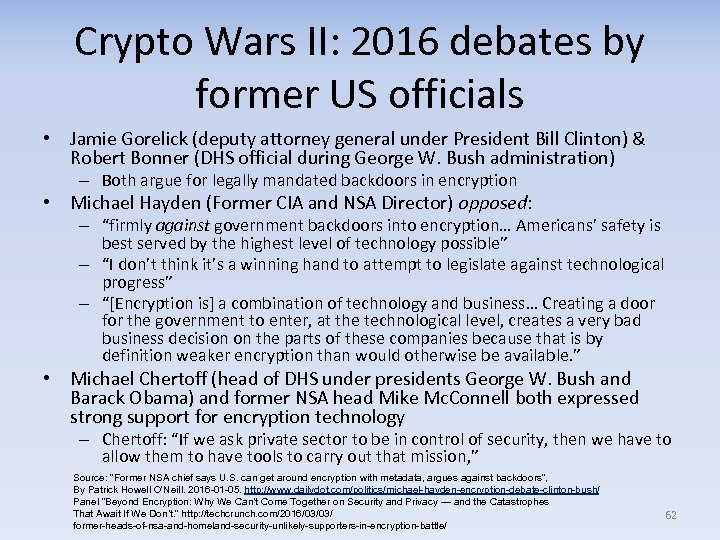 Crypto Wars II: 2016 debates by former US officials • Jamie Gorelick (deputy attorney