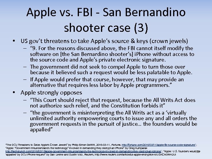 Apple vs. FBI - San Bernandino shooter case (3) • US gov’t threatens to