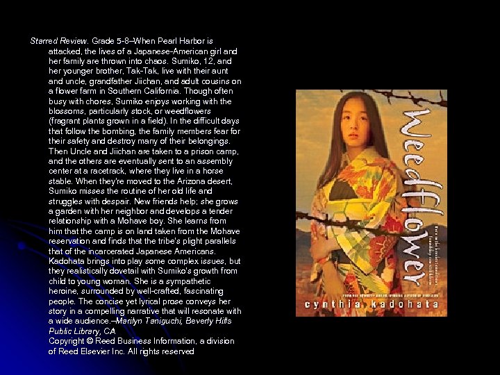Starred Review. Grade 5 -8–When Pearl Harbor is attacked, the lives of a Japanese-American