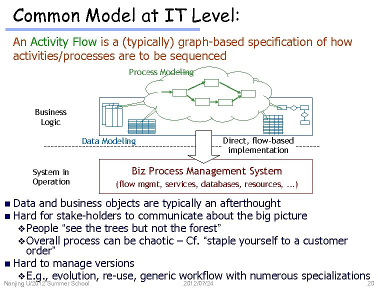 Common Model at IT Level: An Activity Flow is a (typically) graph-based specification of