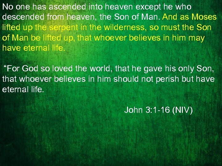No one has ascended into heaven except he who descended from heaven, the Son