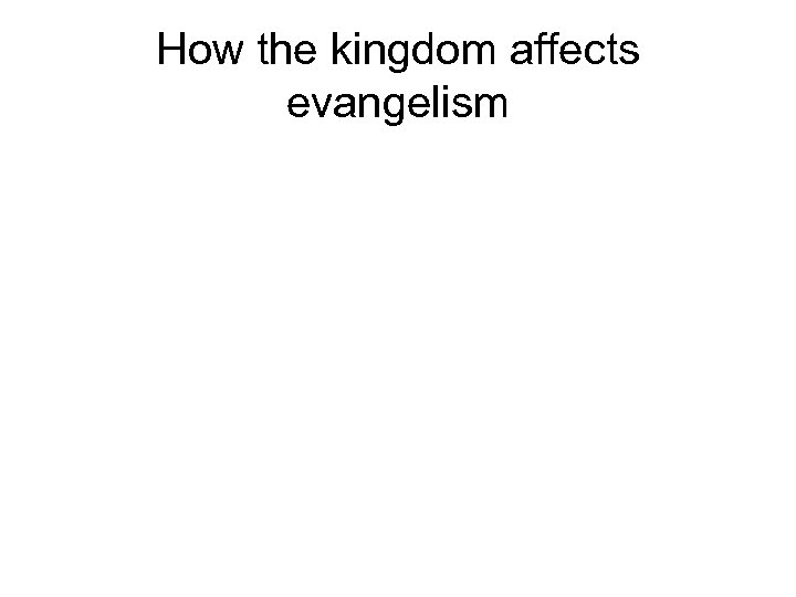 How the kingdom affects evangelism 