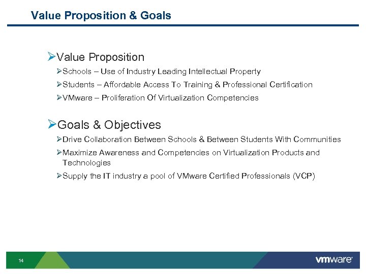 Value Proposition & Goals ØValue Proposition ØSchools – Use of Industry Leading Intellectual Property