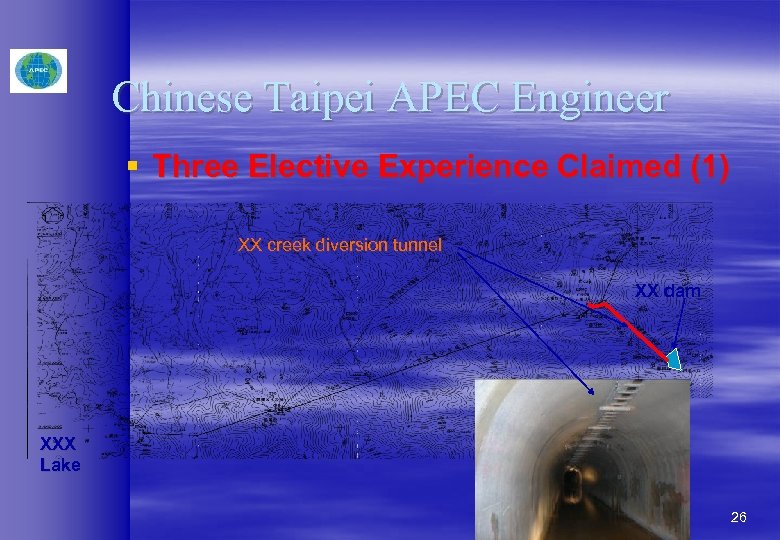 Chinese Taipei APEC Engineer § Three Elective Experience Claimed (1) XX creek diversion tunnel