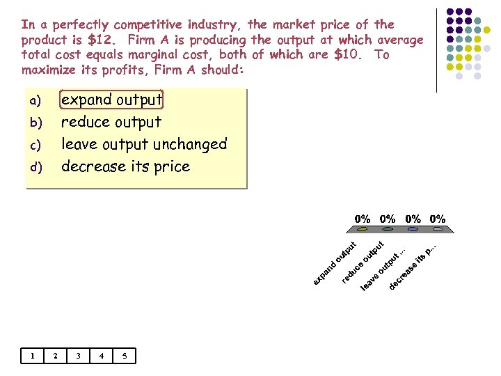 In a perfectly competitive industry, the market price of the product is $12. Firm
