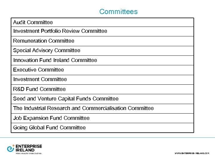 Committees Audit Committee Investment Portfolio Review Committee Remuneration Committee Special Advisory Committee Innovation Fund