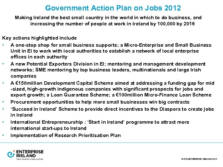 Government Action Plan on Jobs 2012 Making Ireland the best small country in the