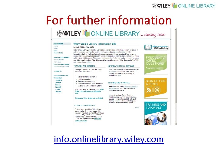 For further information info. onlinelibrary. wiley. com 