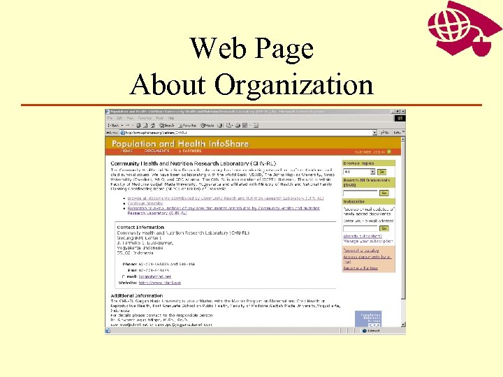 Web Page About Organization 