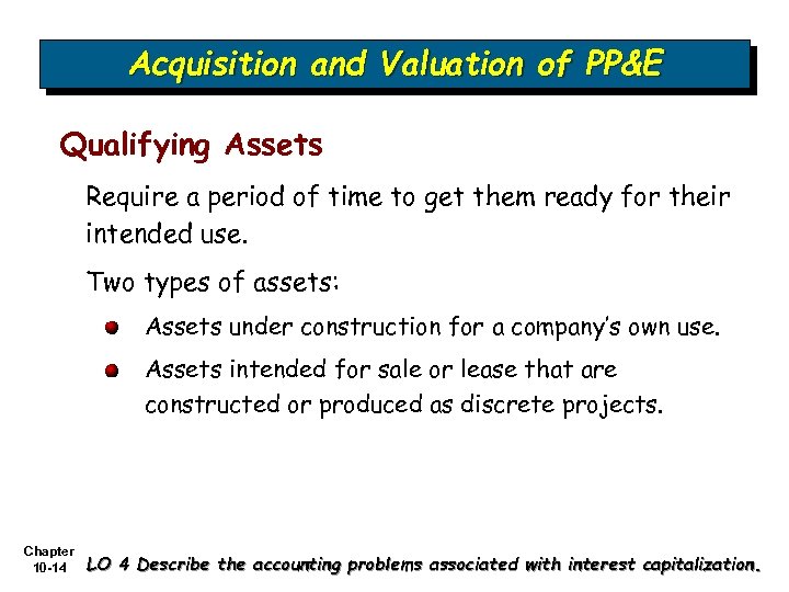 Acquisition and Valuation of PP&E Qualifying Assets Require a period of time to get