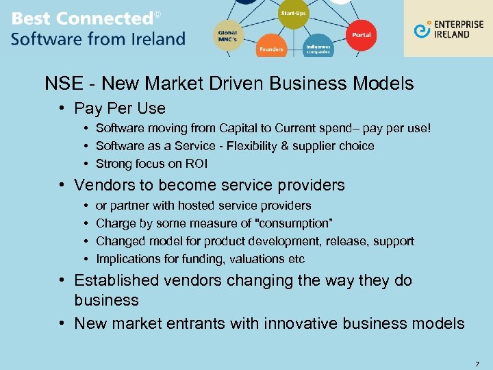 NSE - New Market Driven Business Models • Pay Per Use • Software moving