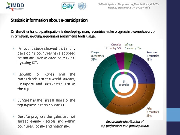 E-Participation: Empowering People through ICTs Geneva, Switzerland, 24 -26 July 2013 Statistic information about