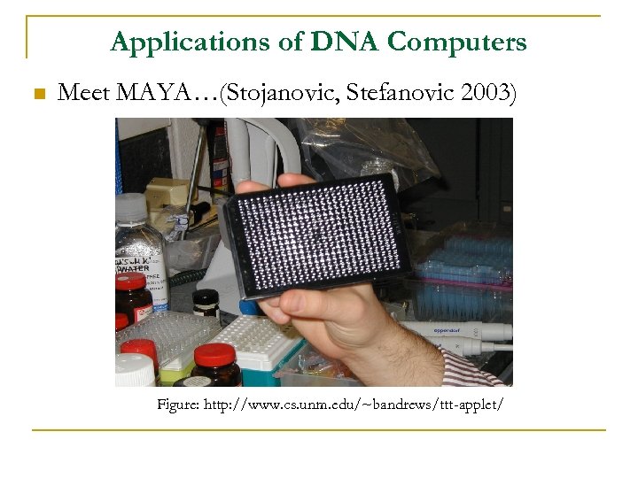 Applications of DNA Computers n Meet MAYA…(Stojanovic, Stefanovic 2003) Figure: http: //www. cs. unm.