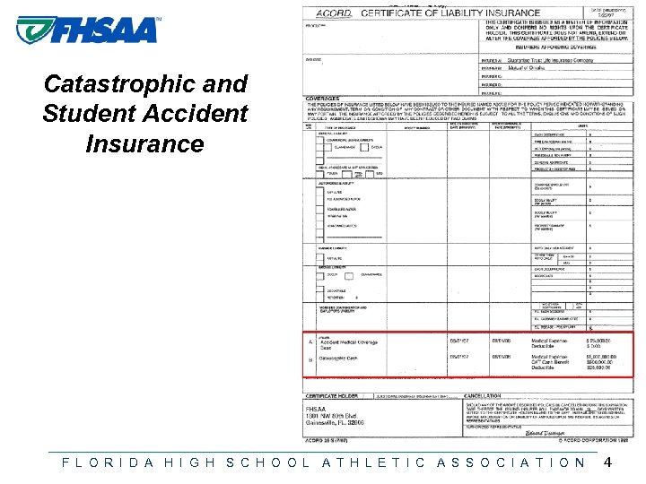 Catastrophic and Student Accident Insurance F L O R I D A H I