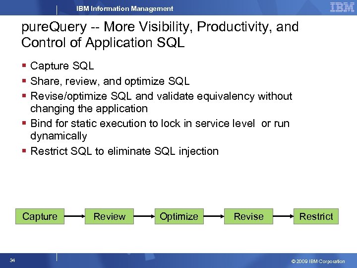 IBM Information Management pure. Query -- More Visibility, Productivity, and Control of Application SQL