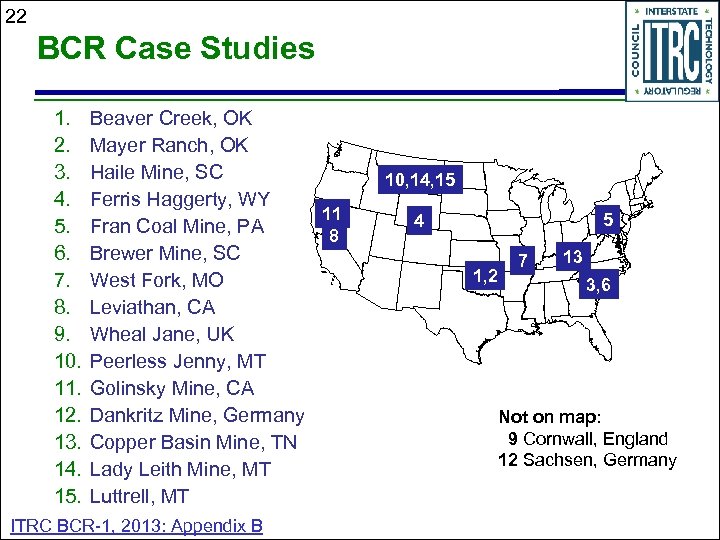 22 BCR Case Studies 1. 2. 3. 4. 5. 6. 7. 8. 9. 10.