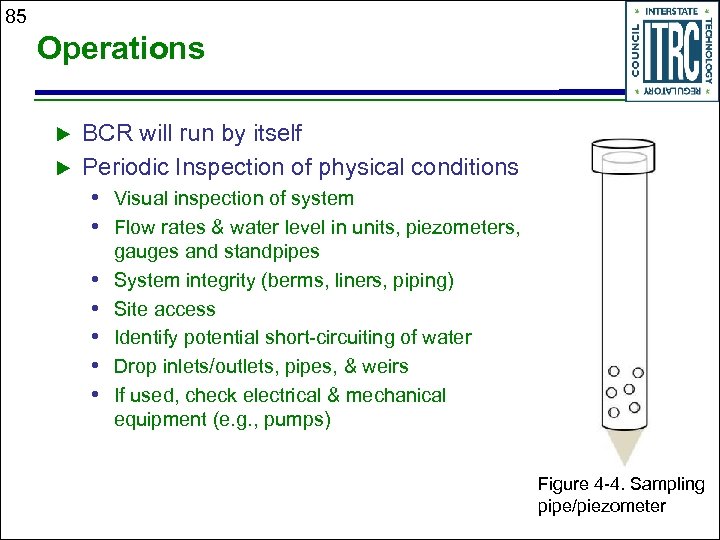 85 Operations u u BCR will run by itself Periodic Inspection of physical conditions