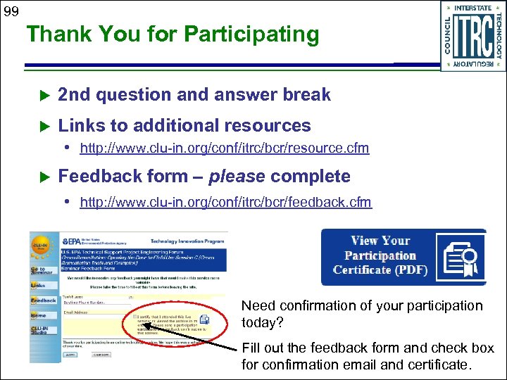 99 Thank You for Participating u 2 nd question and answer break u Links