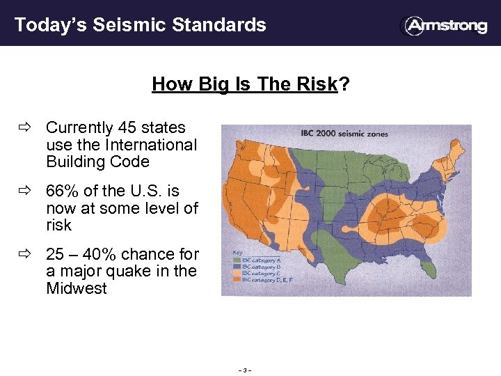 Today’s Seismic Standards How Big Is The Risk? ð Currently 45 states use the