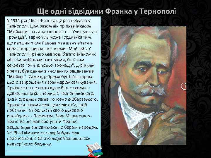 Ще одні відвідини Франка у Тернополі У 1911 році Іван Франко ще раз побував