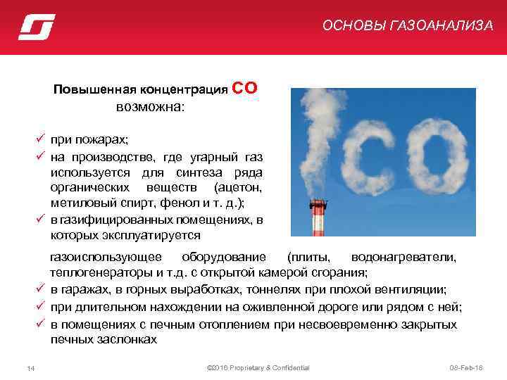 Концентрация оксида углерода в воздухе