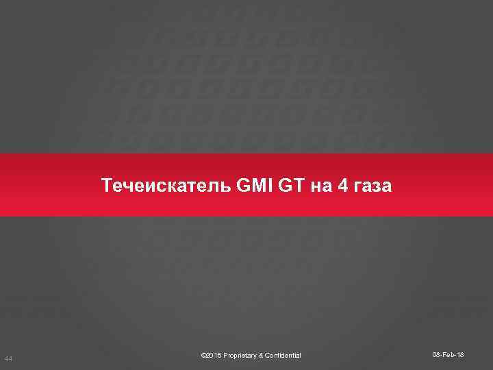 Течеискатель GMI GT на 4 газа 44 © 2016 Proprietary & Confidential 08 -Feb-18