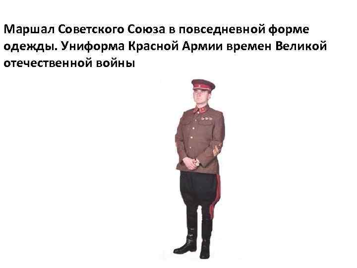 Маршал Советского Союза в повседневной форме одежды. Униформа Красной Армии времен Великой отечественной войны