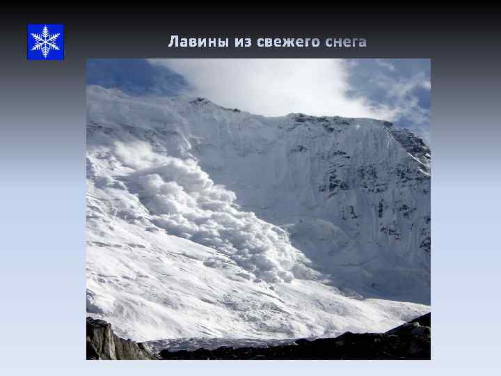 Лавины из свежего снега 