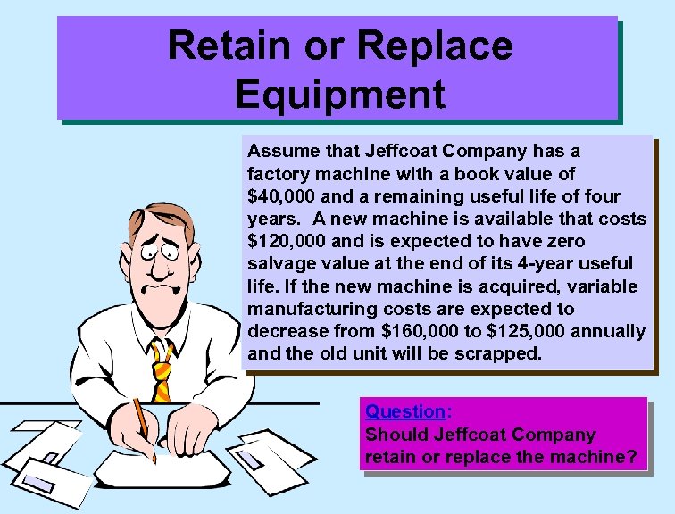 Retain or Replace Equipment Assume that Jeffcoat Company has a factory machine with a