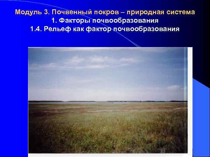 Модуль 3. Почвенный покров – природная система 1. Факторы почвообразования 1. 4. Рельеф как