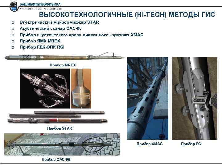 ВЫСОКОТЕХНОЛОГИЧНЫЕ (HI-TECH) МЕТОДЫ ГИС q q q Электрический микроимиджер STAR Акустический сканер САС-90 Прибор