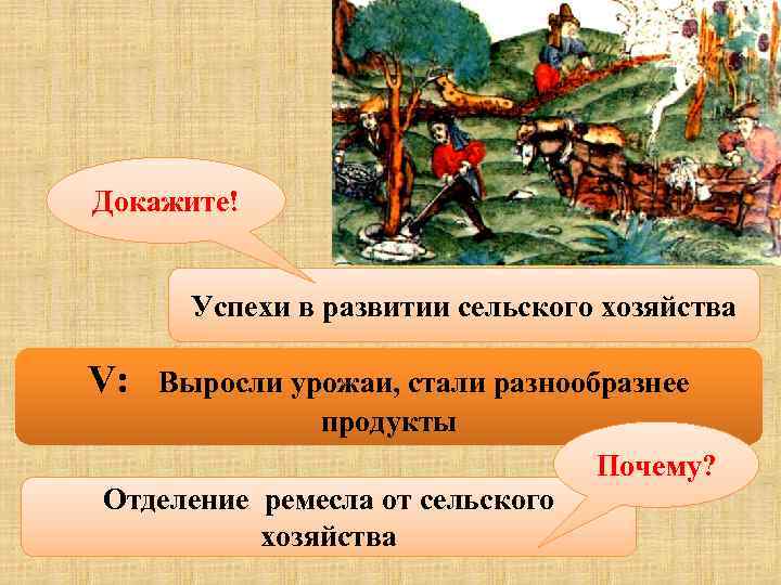 Докажите! Успехи в развитии сельского хозяйства V: Выросли урожаи, стали разнообразнее продукты Почему? Отделение