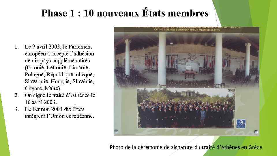 Phase 1 : 10 nouveaux États membres 1. 2. 3. Le 9 avril 2003,