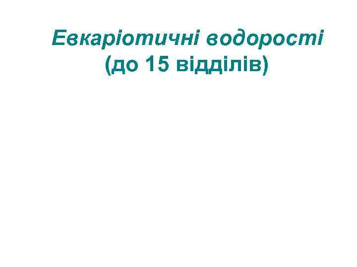 Евкаріотичні водорості (до 15 відділів) 
