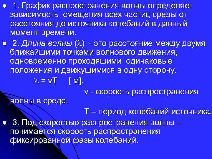 l l l 1. График распространения волны определяет зависимость смещения всех частиц среды от