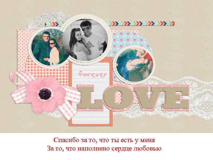 Спасибо за то, что ты есть у меня За то, что наполнено сердце любовью