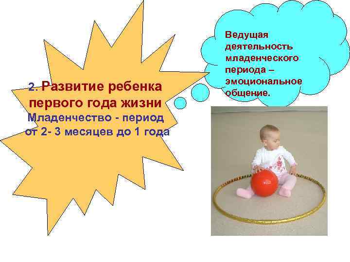 2. Развитие ребенка первого года жизни Младенчество - период от 2 - 3 месяцев