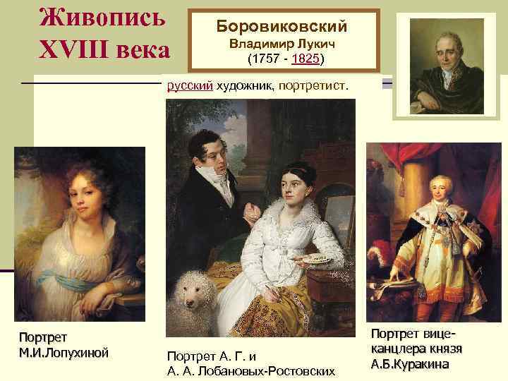 Живопись XVIII века Боровиковский Владимир Лукич (1757 - 1825) русский художник, портретист. Портрет М.